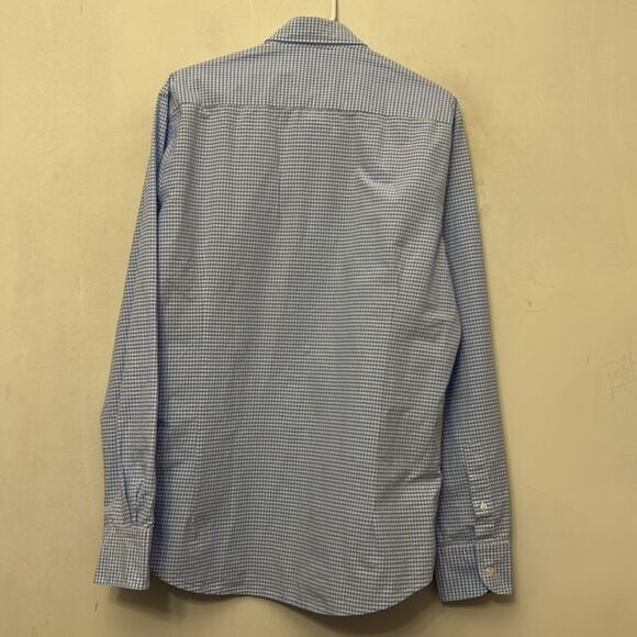 Massimo Dutti Blue white Checkered Men's Long sleeve Shirt Size L EUC - Picture 6 of 10